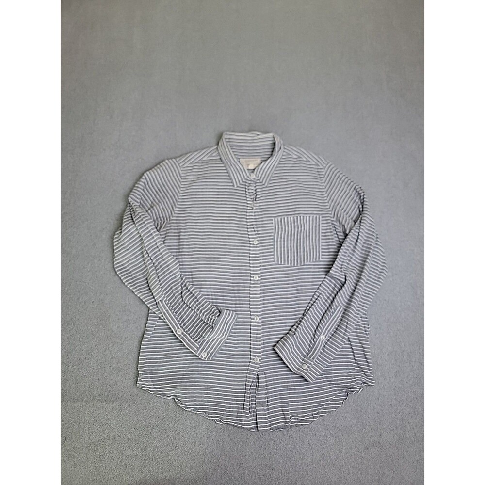 Current Elliot Shirt Womens 3 10 Button Boyfriend Blue Striped Lightweight Beach
